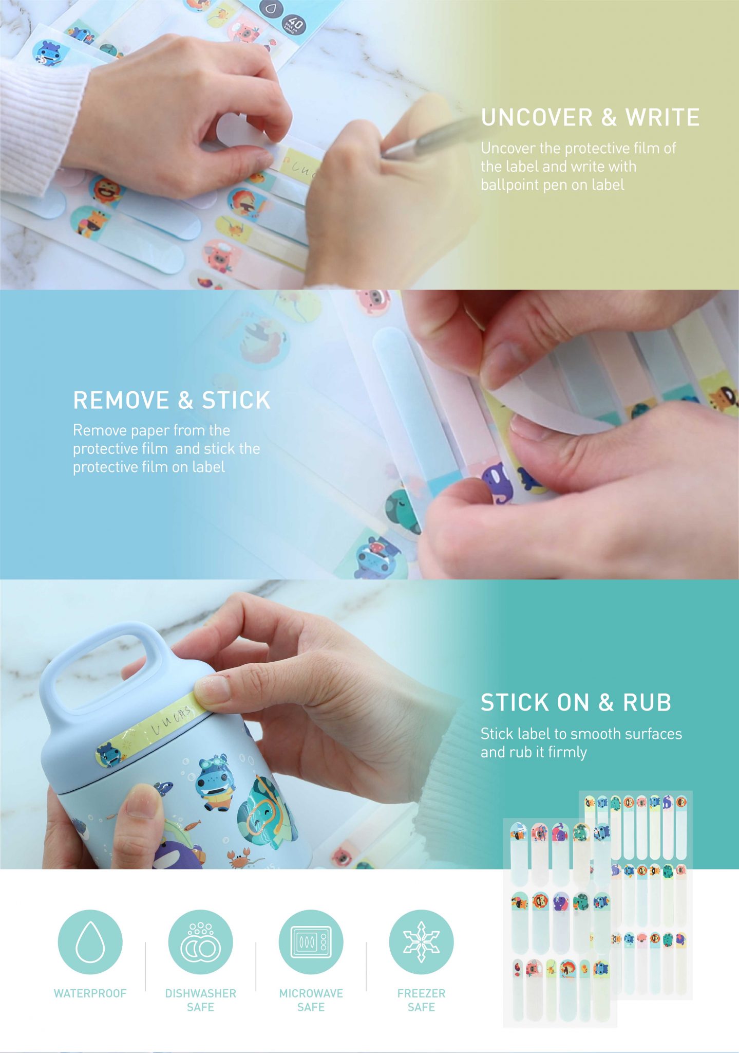 marcus and marcus personalized name label stick on sticker on school items 儿童名字防水贴纸